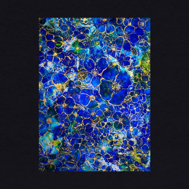 Floral abstract blue 1 by redwitchart